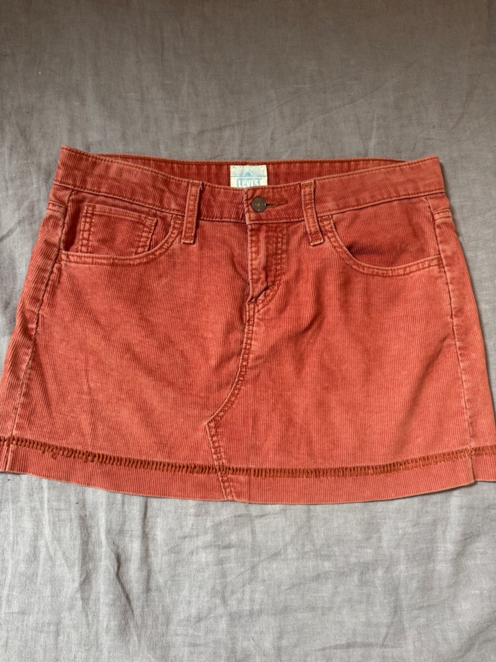 Vintage Levi's coral corduroy mini skirt